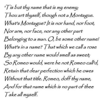 Tis but thy name that is my enemy